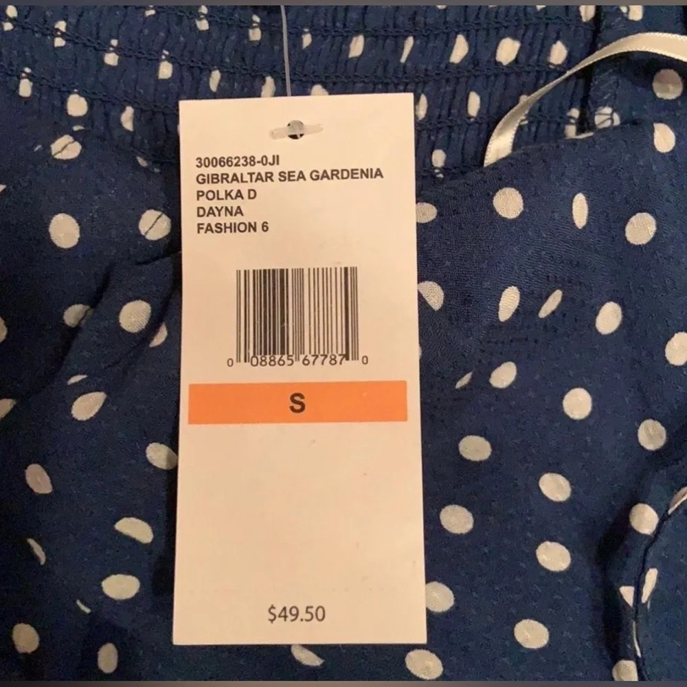 {SOLD} NWT Jessica Simpson Blue & White Polka Dot Ruffle Cami Tank- Size Small - Picture 5 of 5